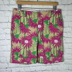 Lilly Pulitzer Womens Palm Beach Fit Pink Green Beach Shorts size 6 Bermuda